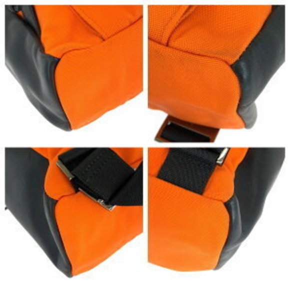 GUCCI Orange Black Nylon Leather Rucksack Backpack - Picture 3 of 9